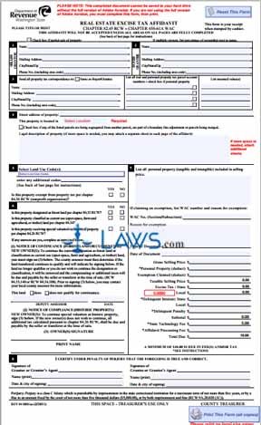Form Real Estate Excise Tax Affidavit - Washington Forms ...